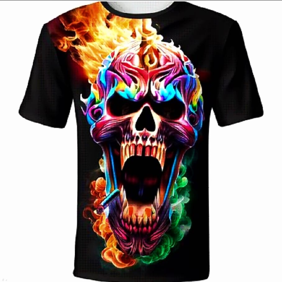 A t-shirt with a skull on it