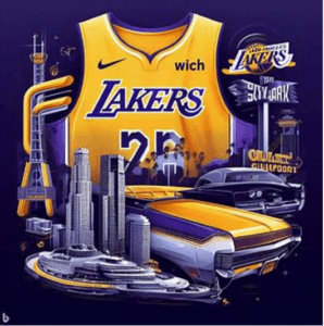 A lakers shirt and some other items on the ground