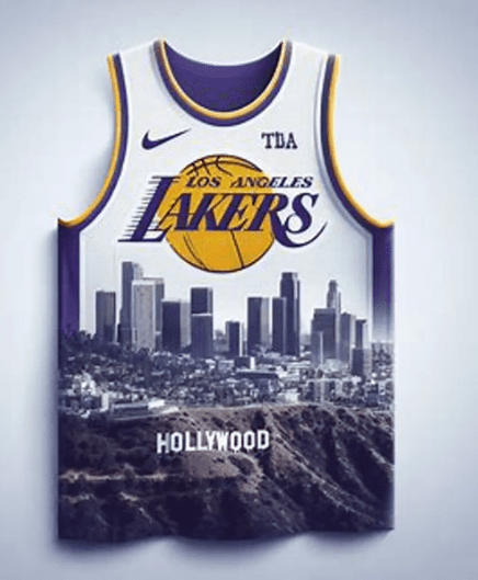 A lakers jersey with the city of los angeles on it.